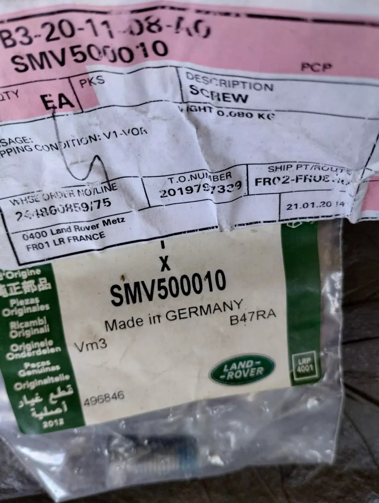 Genuine Jaguar, Land Rover, bolt 2 Pcs Nr: SMV500010