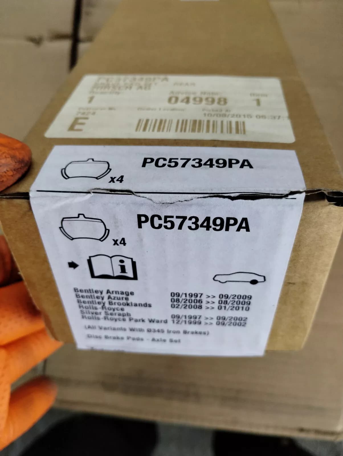 Bentley genuine REAR BRAKE PADS Nr:3Z0698451C, PC57349PA