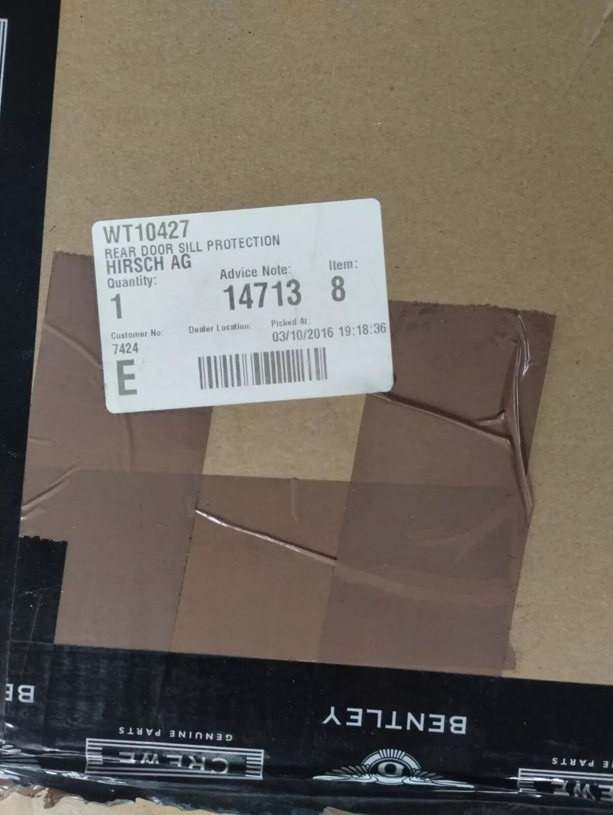 ORIGINAL BENTLEY REAR DOOR SILL PROTECTION NR: WT10427