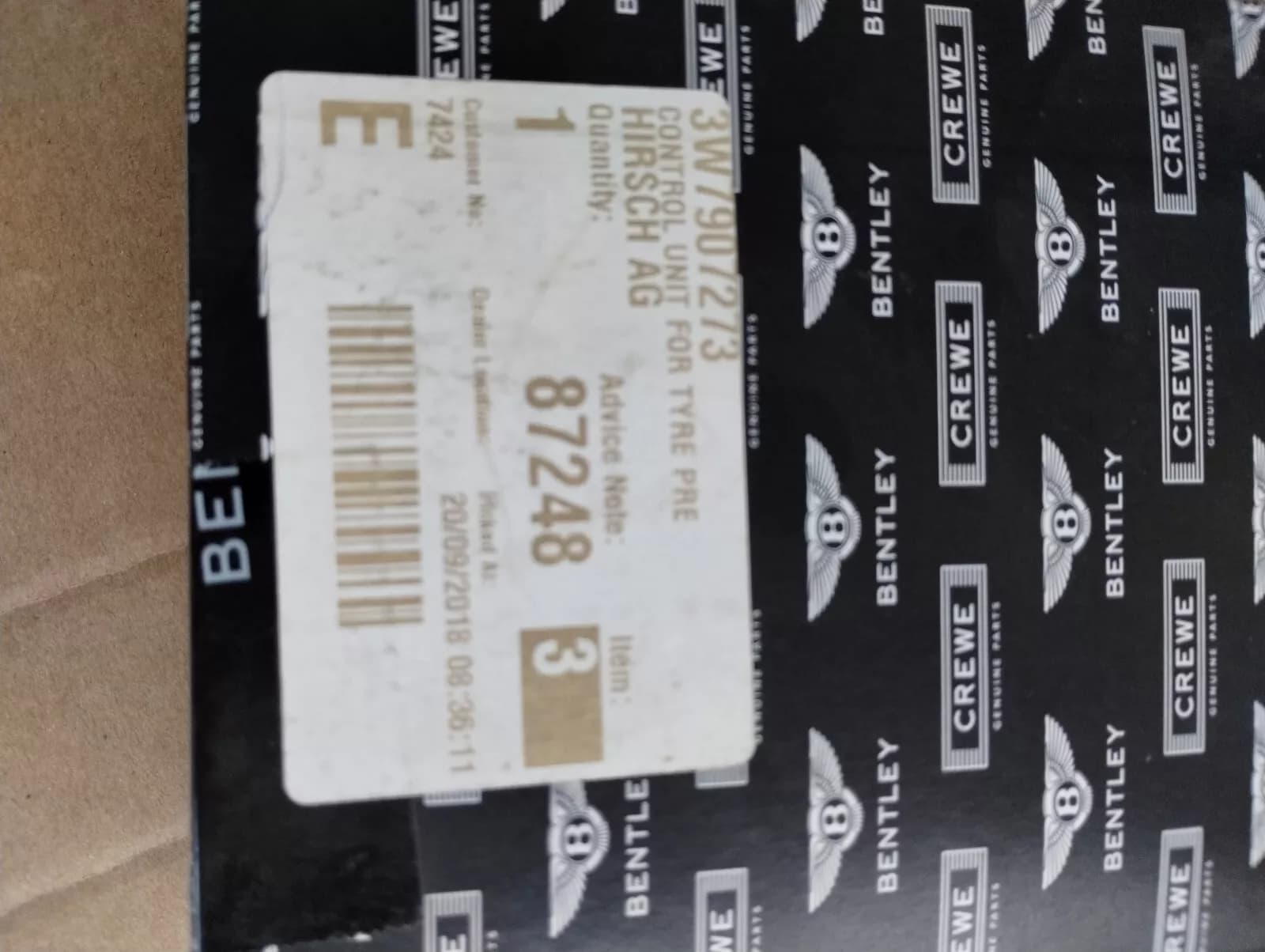 Bentley genuine CONTROL UNIT FOR TYRE PRES No:3W7907273