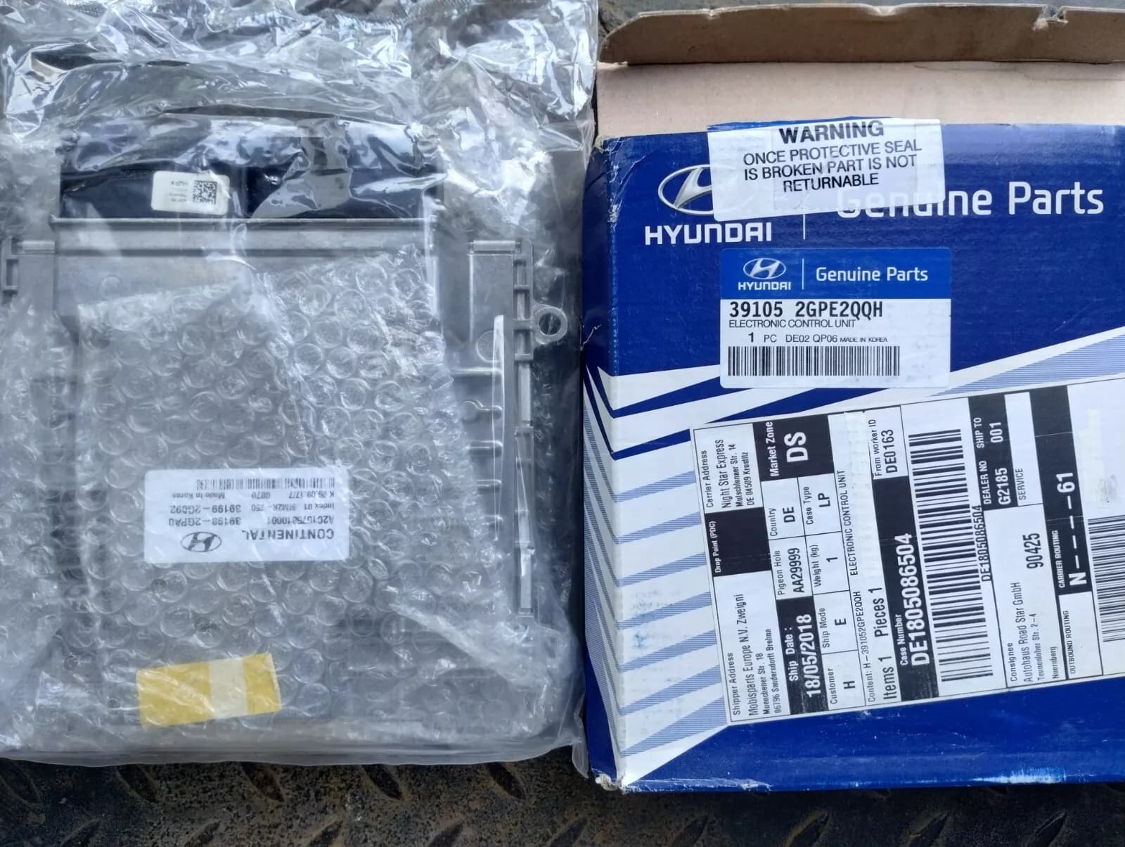 HYUNDAI genuine ELECTRONIC CONTROL UNIT No : 391052GPE2QQH