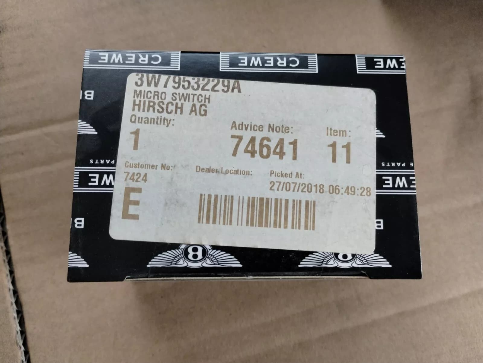 Bentley genuine MICRO SWITCH No:3W7953229A