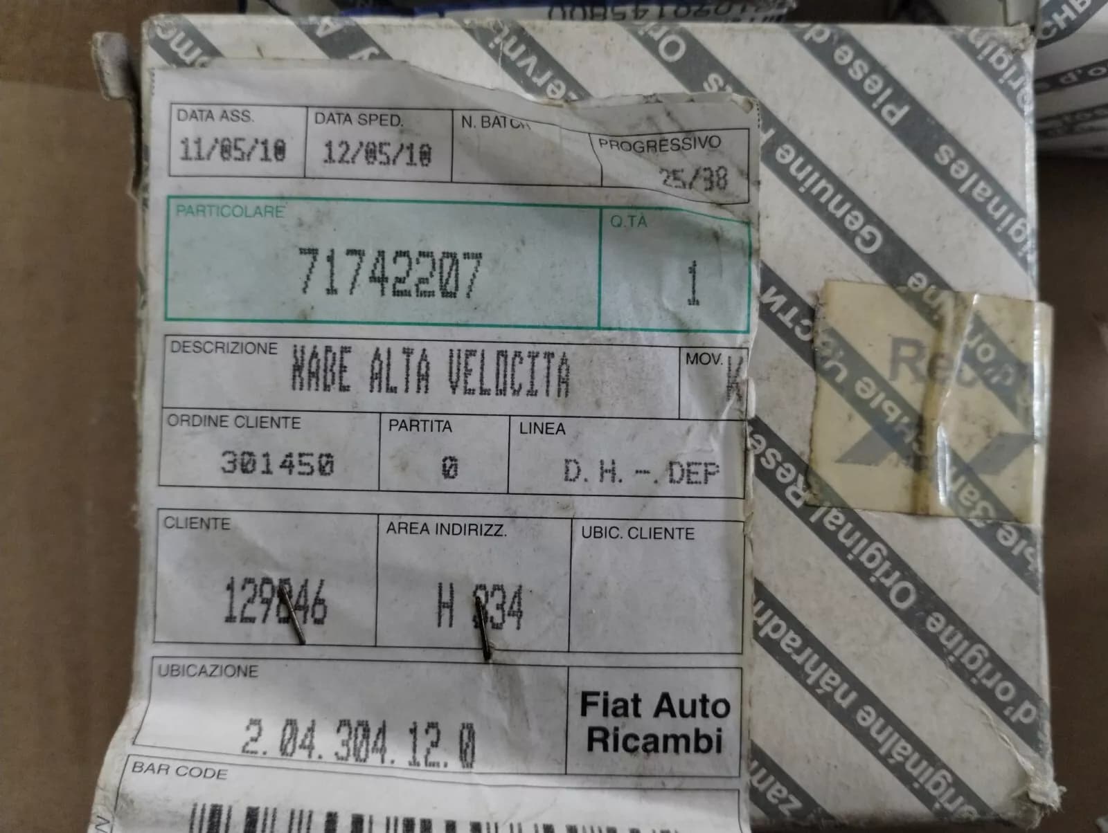 Genuine Fiat Sedici SLIDING SLEEVE TRANSMISSION HOB No : 71742207