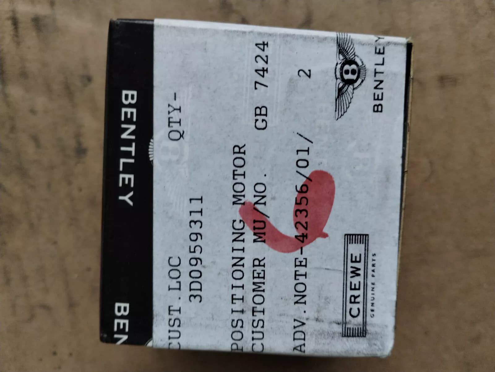 Bentley genuine SERVOMOTOR No:3D0959311