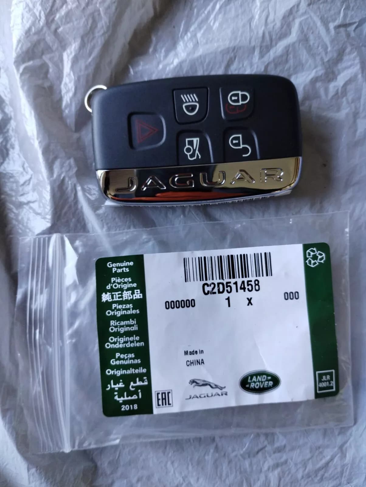 Jaguar, Land Rover, genuine Key fob transmitter No: C2D51458