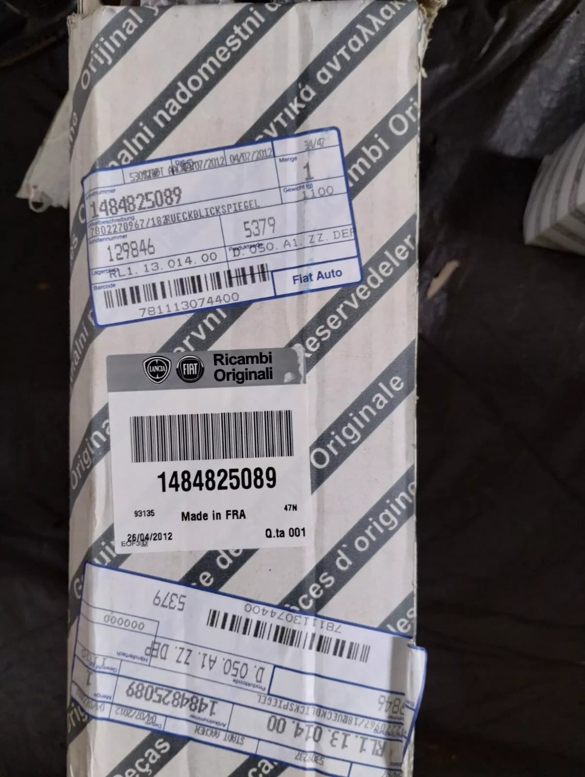 Genuine Fiat REAR VIEW MIRROR No : 1484825089