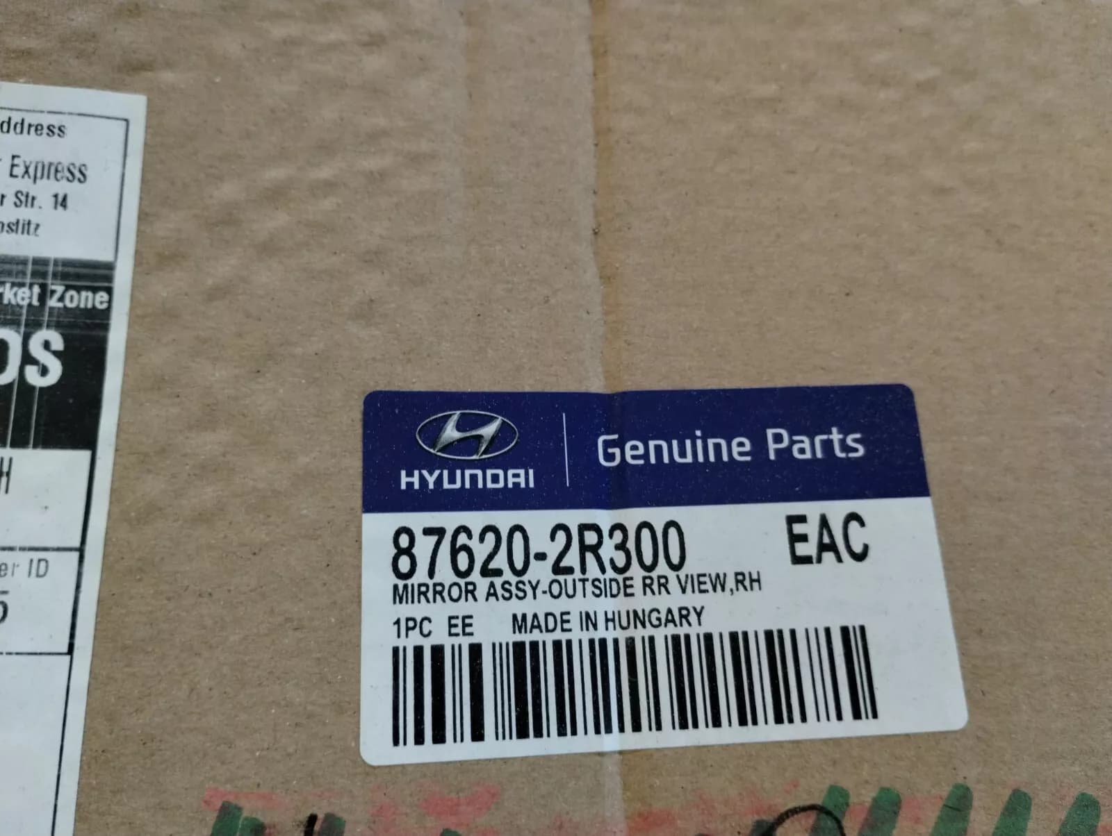 Genuine Hyundai MIRROR ASSY-RR VIEW O/S RH No: 876202R300