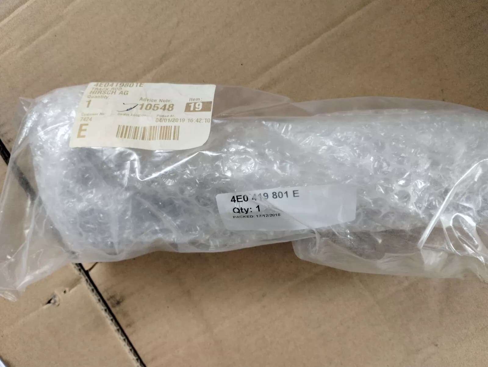 Bentley genuine Tie Rod Assembly No:4E0419801E