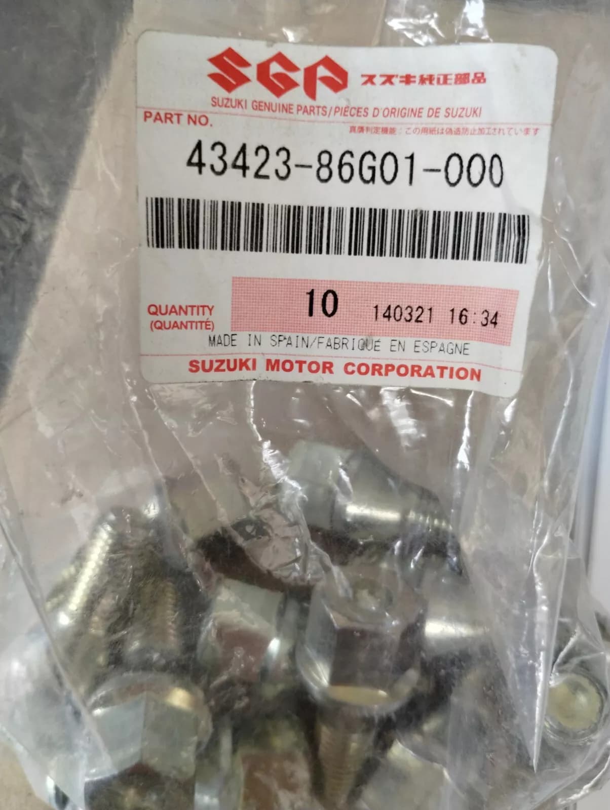 Suzuki genuine bolt wheel 30 pcs No:43423-86G01-000