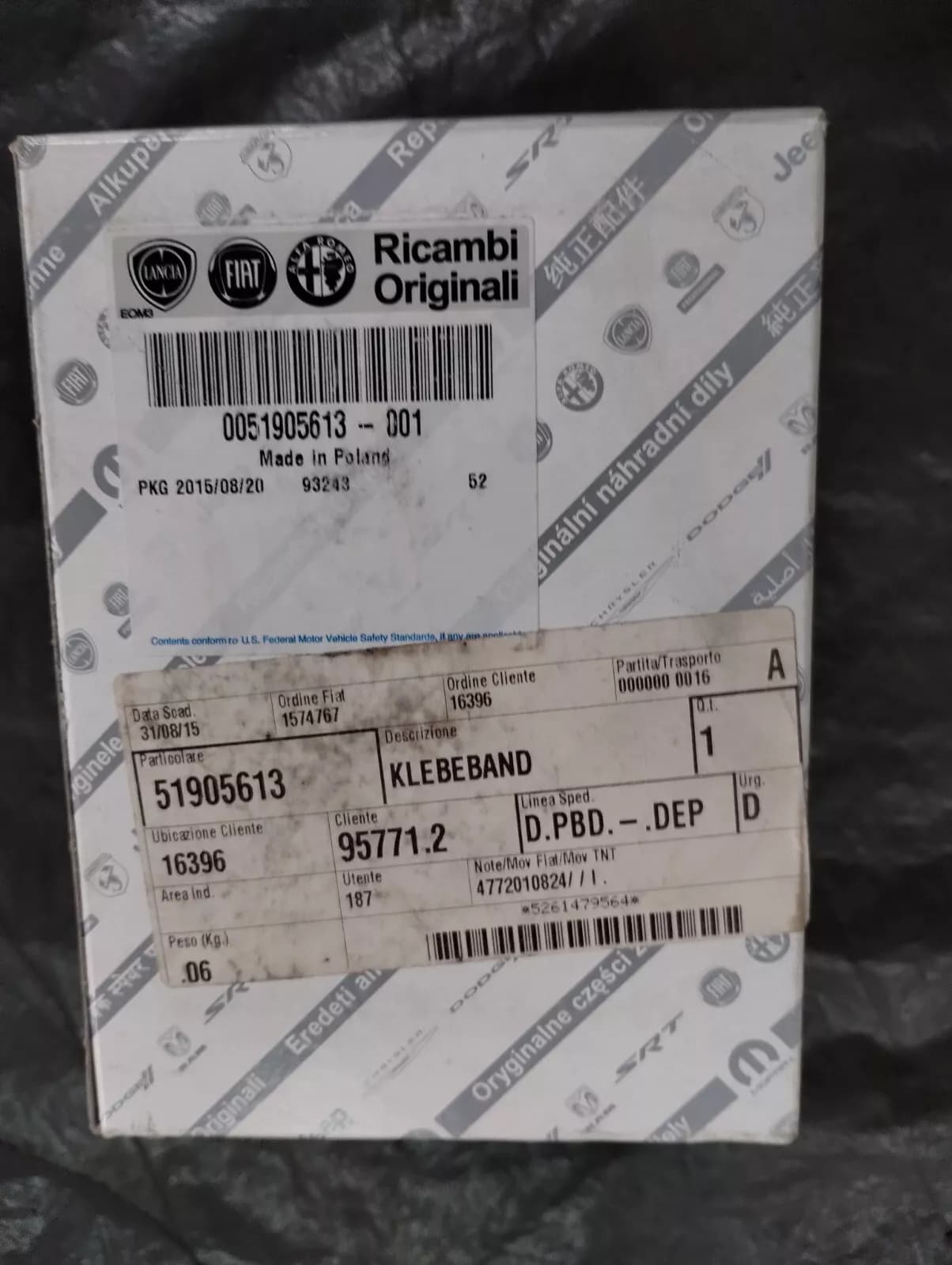 Genuine Fiat 500 Abarth ADHESIVE TAPE No: 51905613