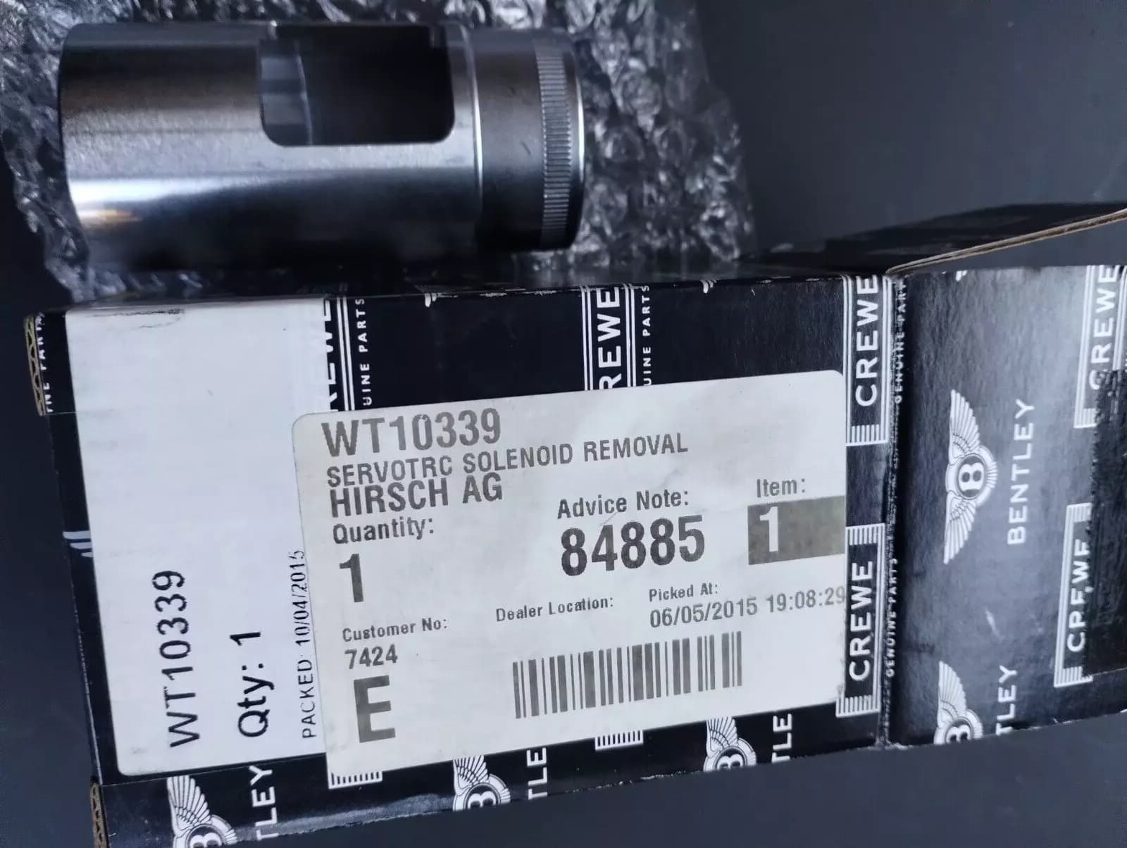 NEW BENTLEY genuine SERVOTRC SOLENOID REMOVAL No: WT10339
