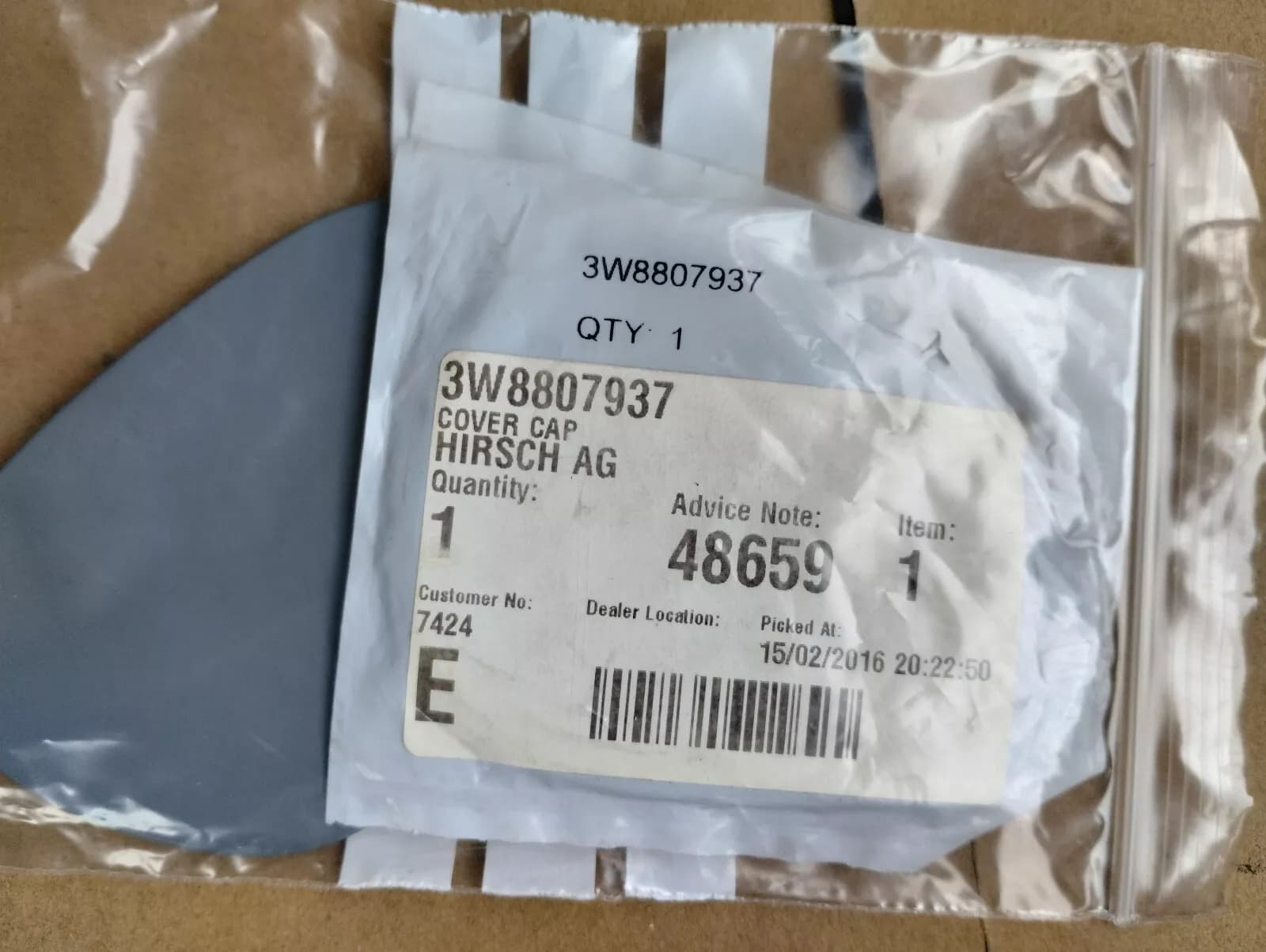 ORIGINAL BENTLEY SWA COVER LI GRU 1 PCS no: 3W8807937