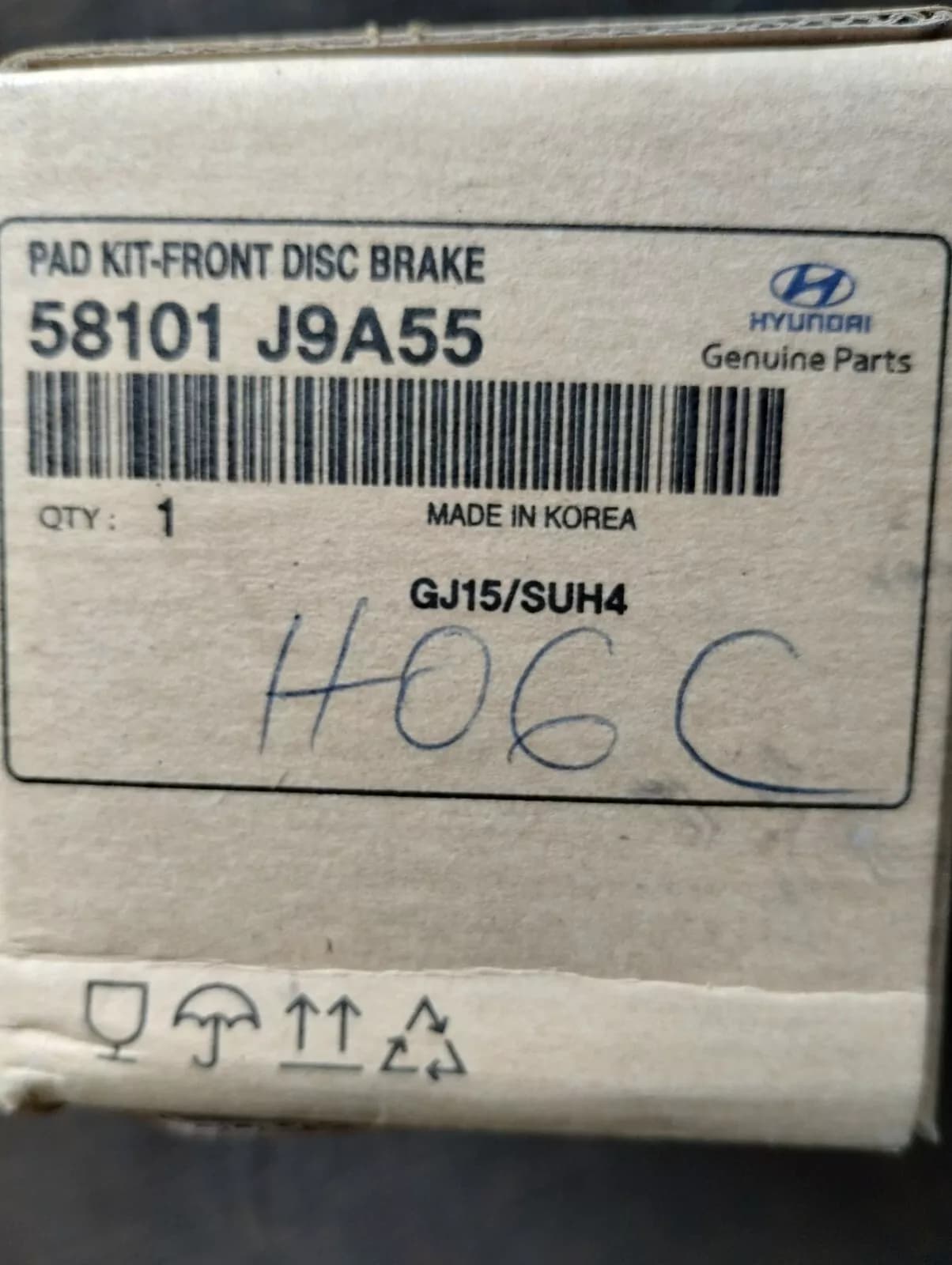 HYUNDAI genuine PAD KIT-FRONT DISC BRAKE No : 58101J9A55