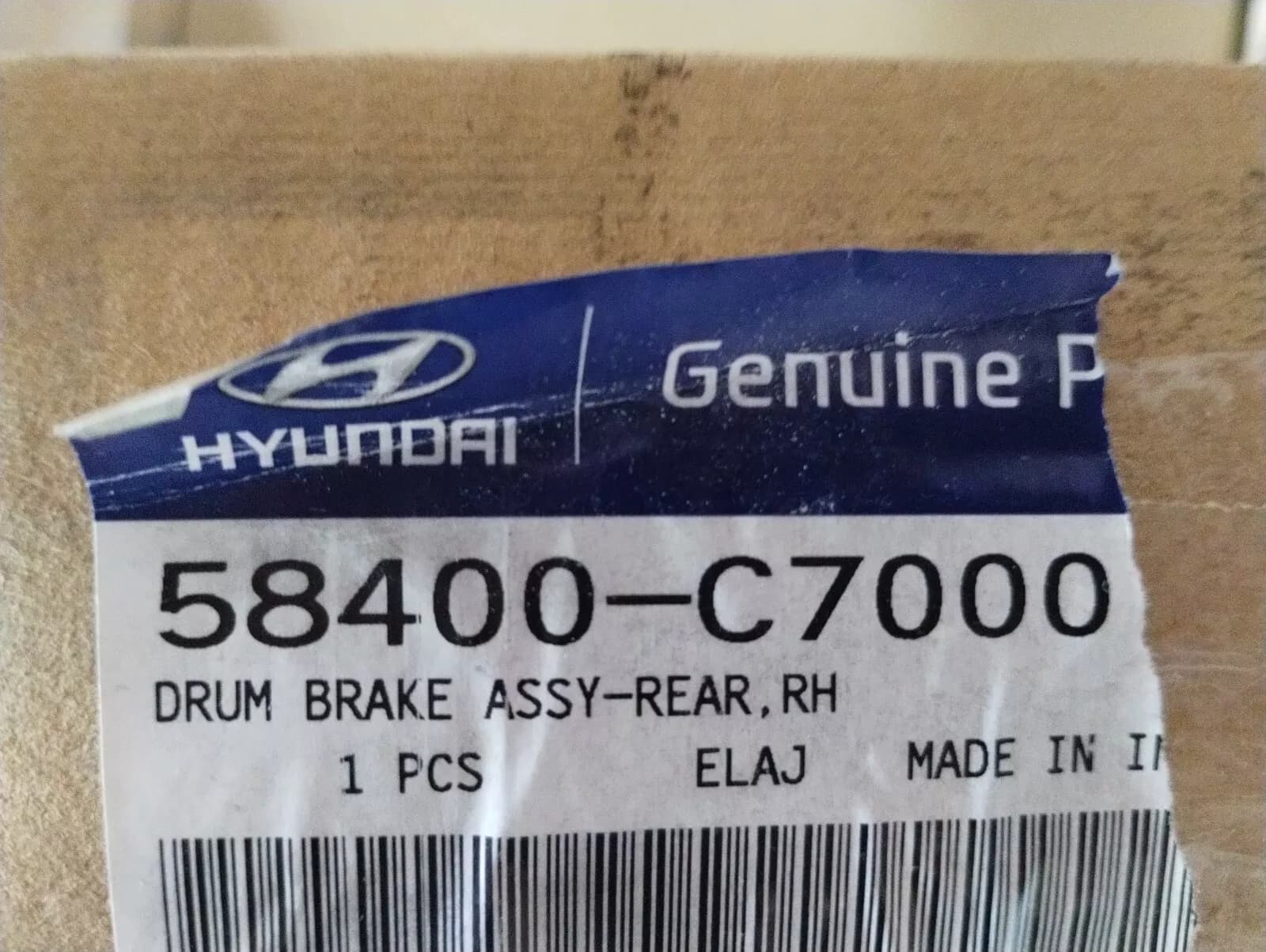 HYUNDAI Original DRUM BRAKE ASSY-REAR,RH 1pcs No: 58400C7000