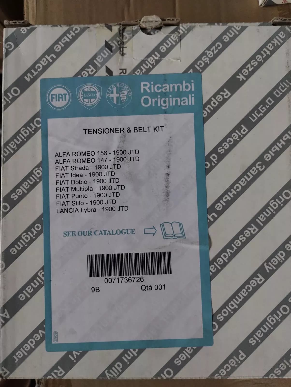 Genuine Fiat, Lancia, Alfa Rome Tensioner & belt kit No: 71736726