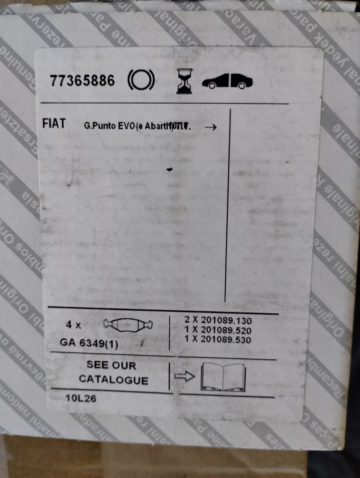 Genuine Fiat PAD SET No: 77365886