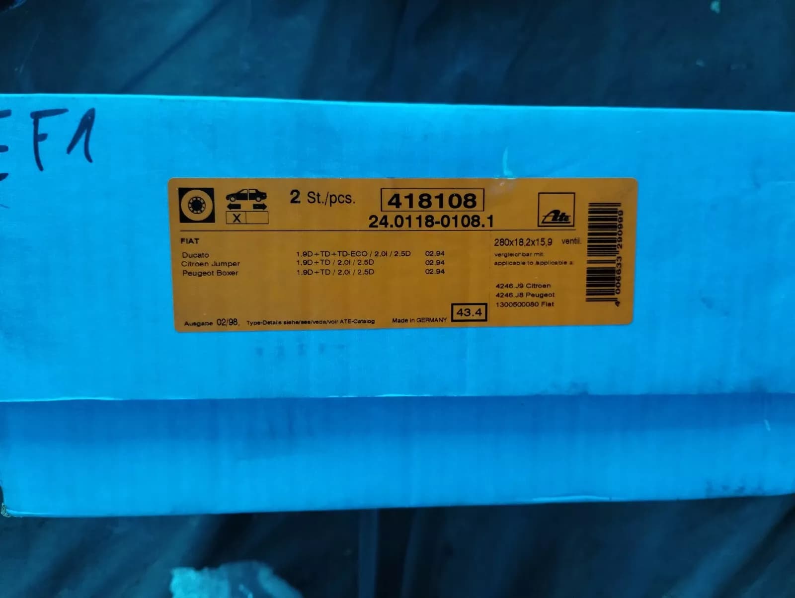 NEW ATE disc brake rotor 2 Pcs No: 418108, 1300500080