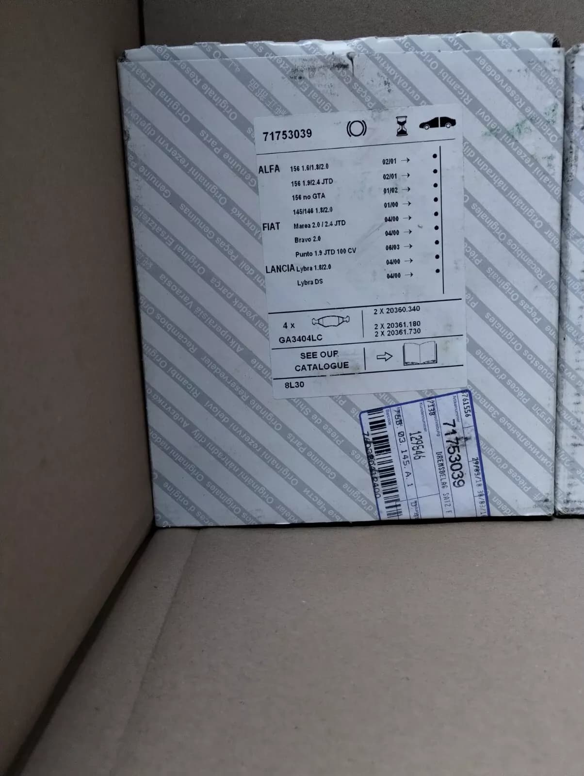 Genuine Fiat, PAD SET No: 71753039