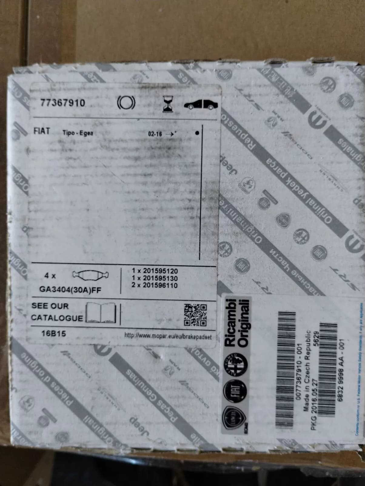 Genuine Fiat PAD SET No: 77367910