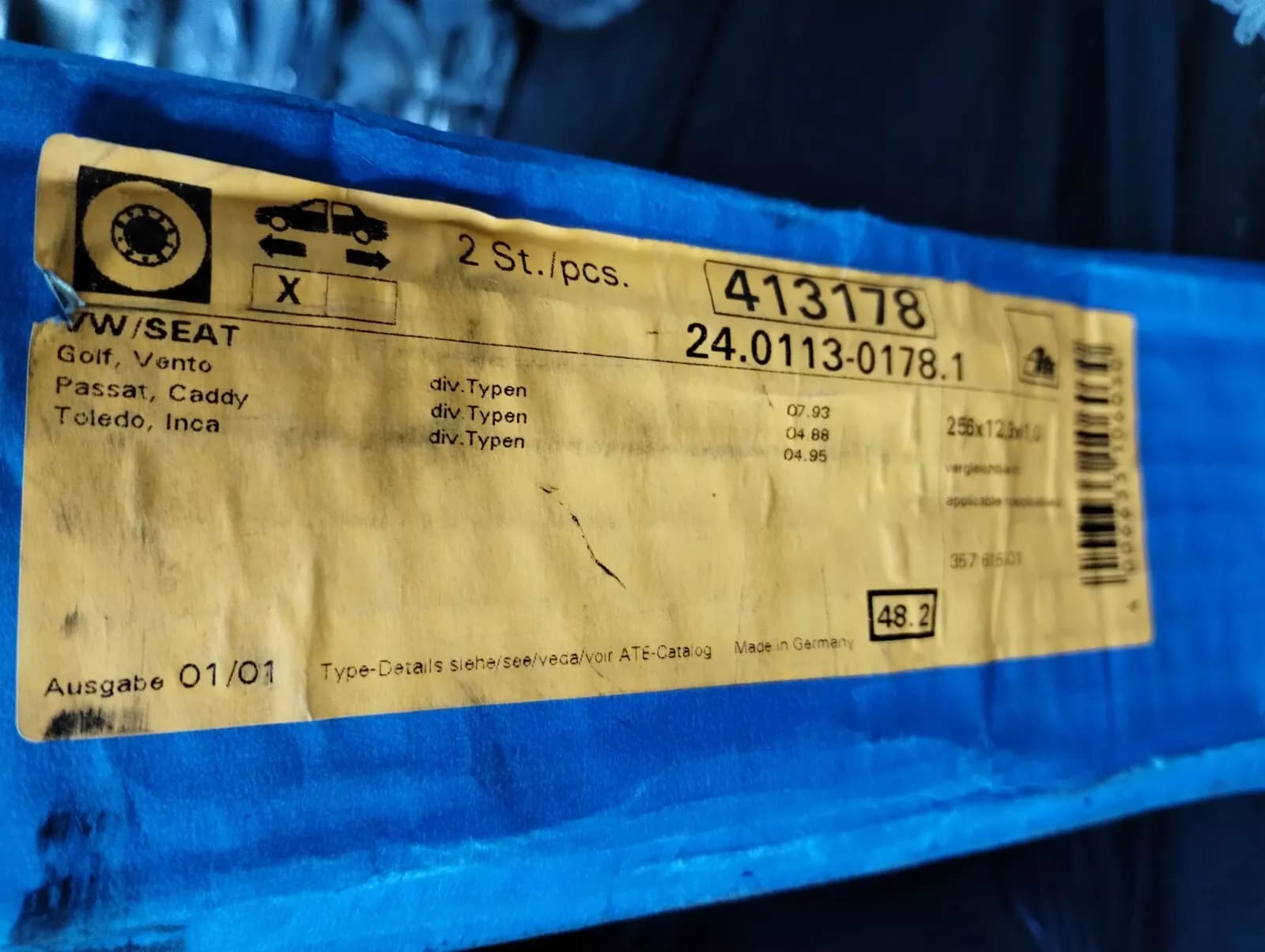 NEW ATE disc brake rotor 2 Pcs No: 413178