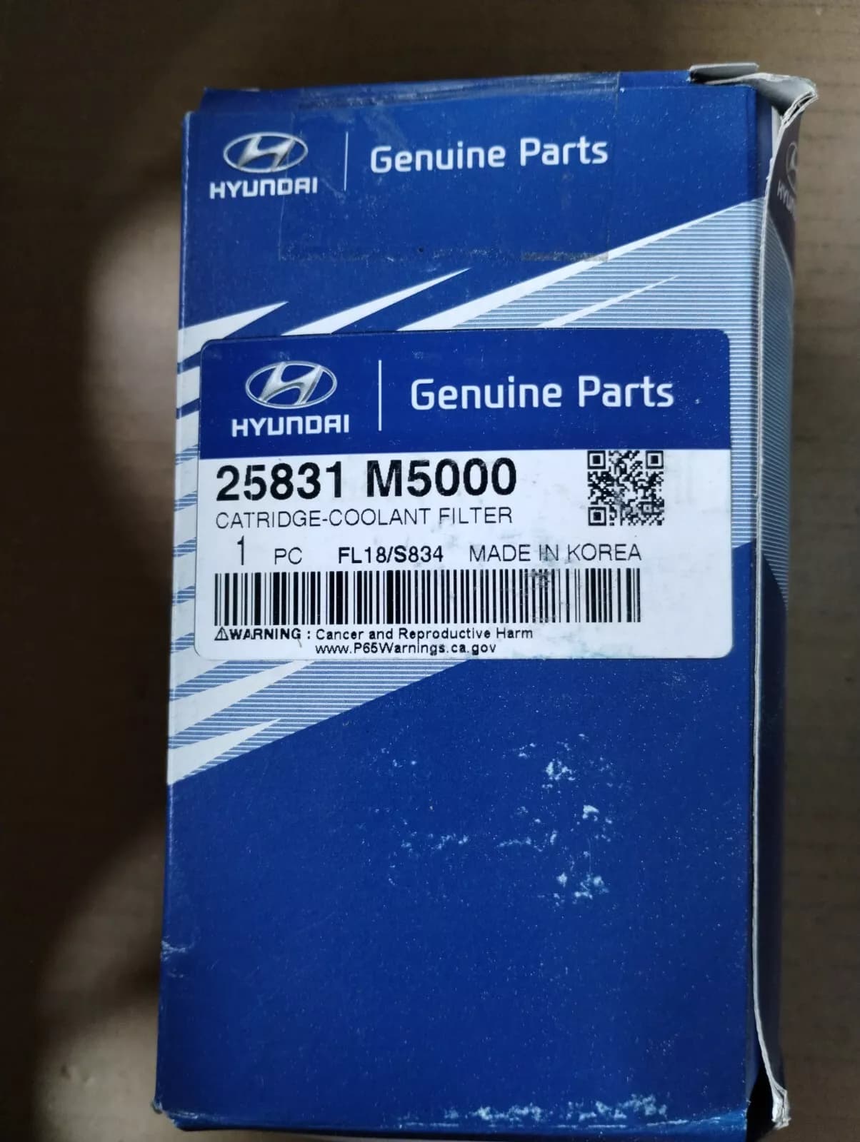 HYUNDAI Original Coolant filter No: 25831M5000