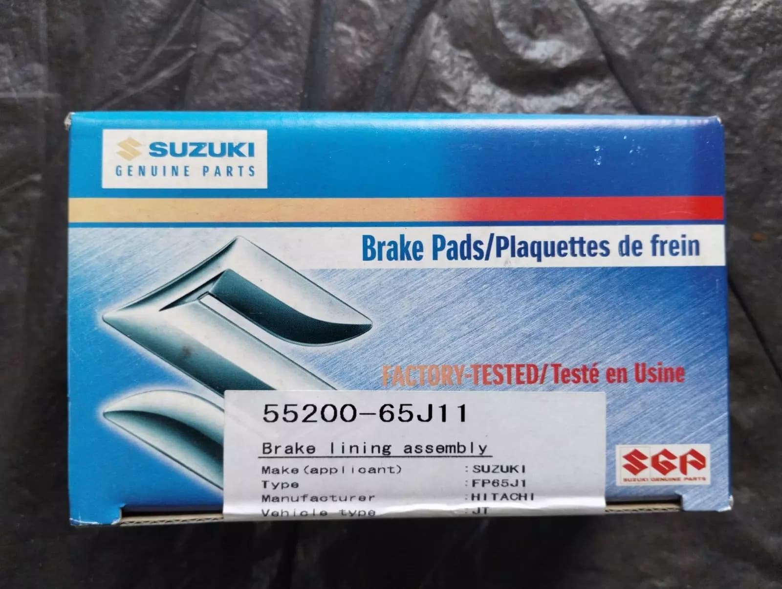 Suzuki genuine BRAKE PADS, pad set NR: 55200-65J11