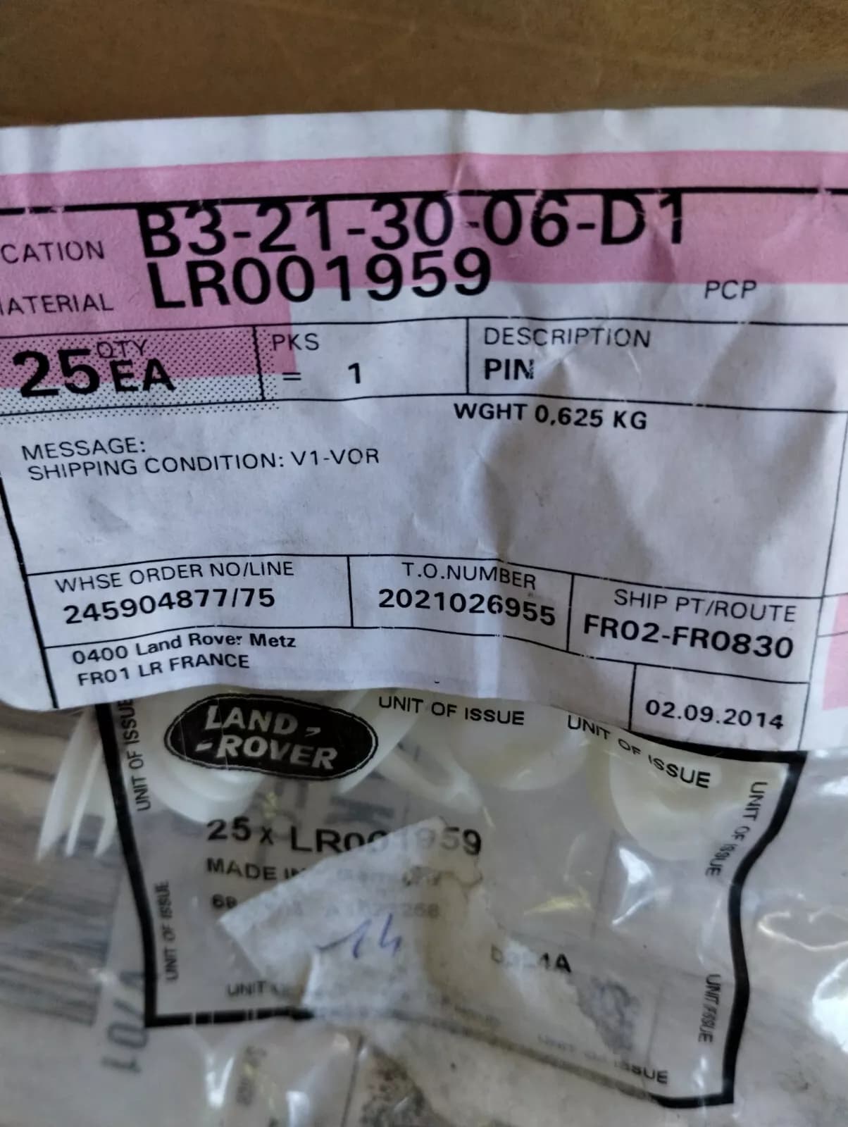 Genuine Jaguar, Land Rover, Clip 14 pcs No: LR001959