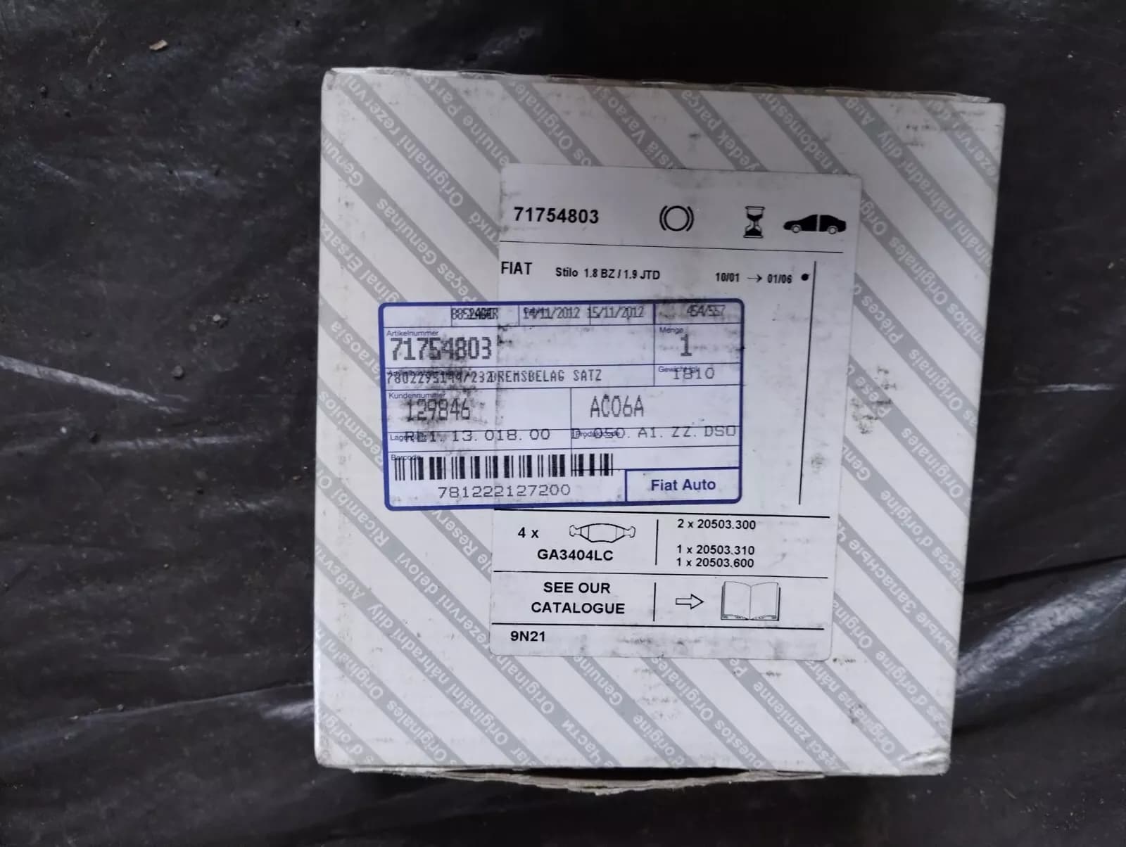 Genuine Fiat, PAD SET No: 71754803