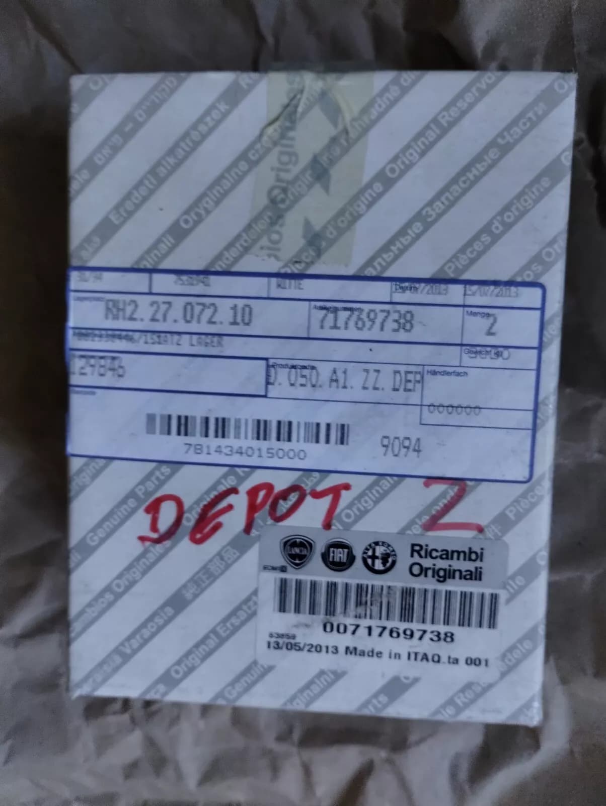 Genuine Fiat, Lancia Alfa Romeo, KIT BEARING No: 71769738