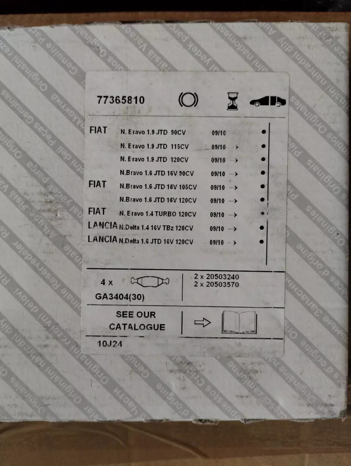 Genuine Fiat pad set No: 77365810