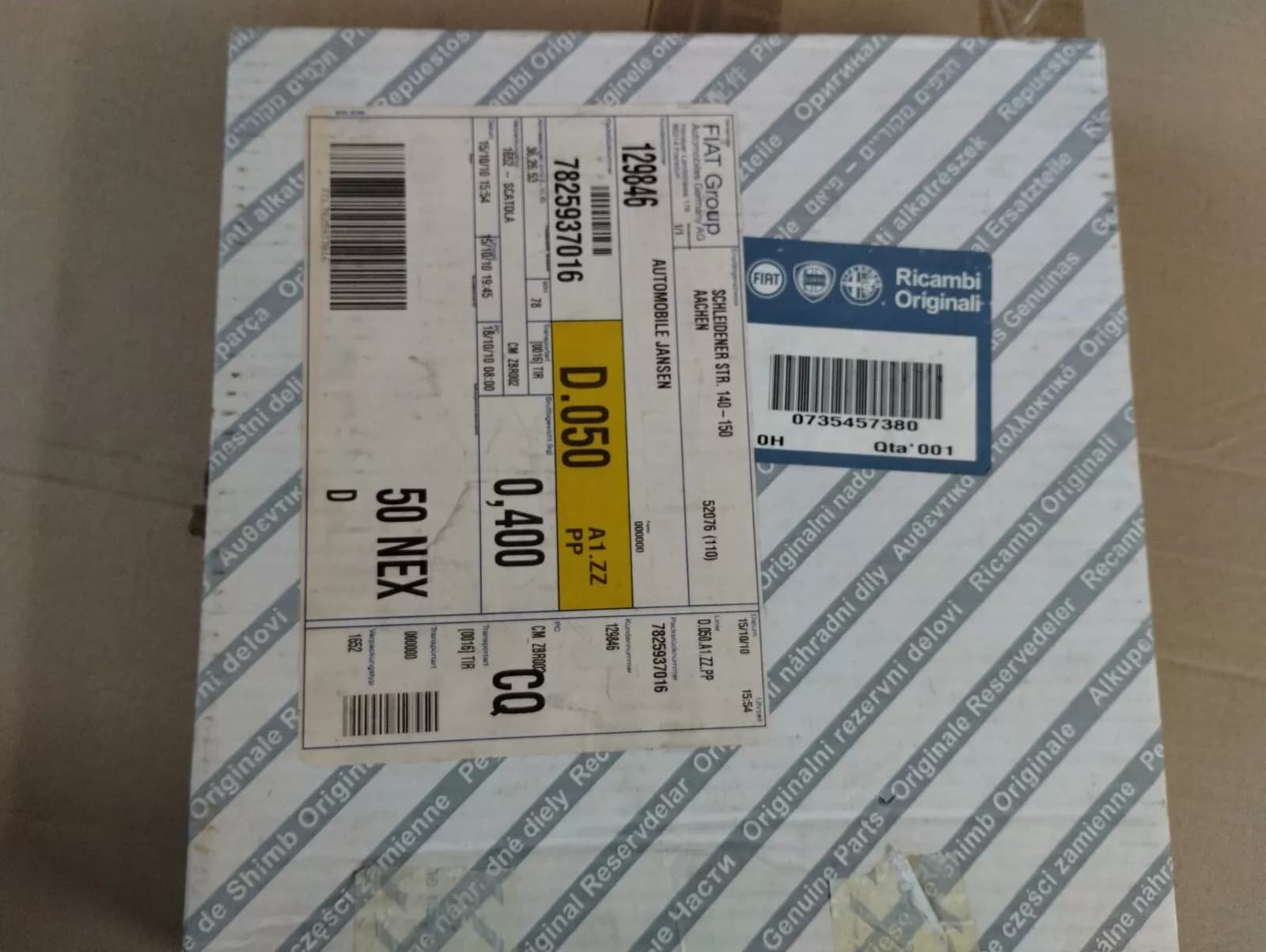 Genuine Fiat DASHBOARD ITEMS cover No: 735457380