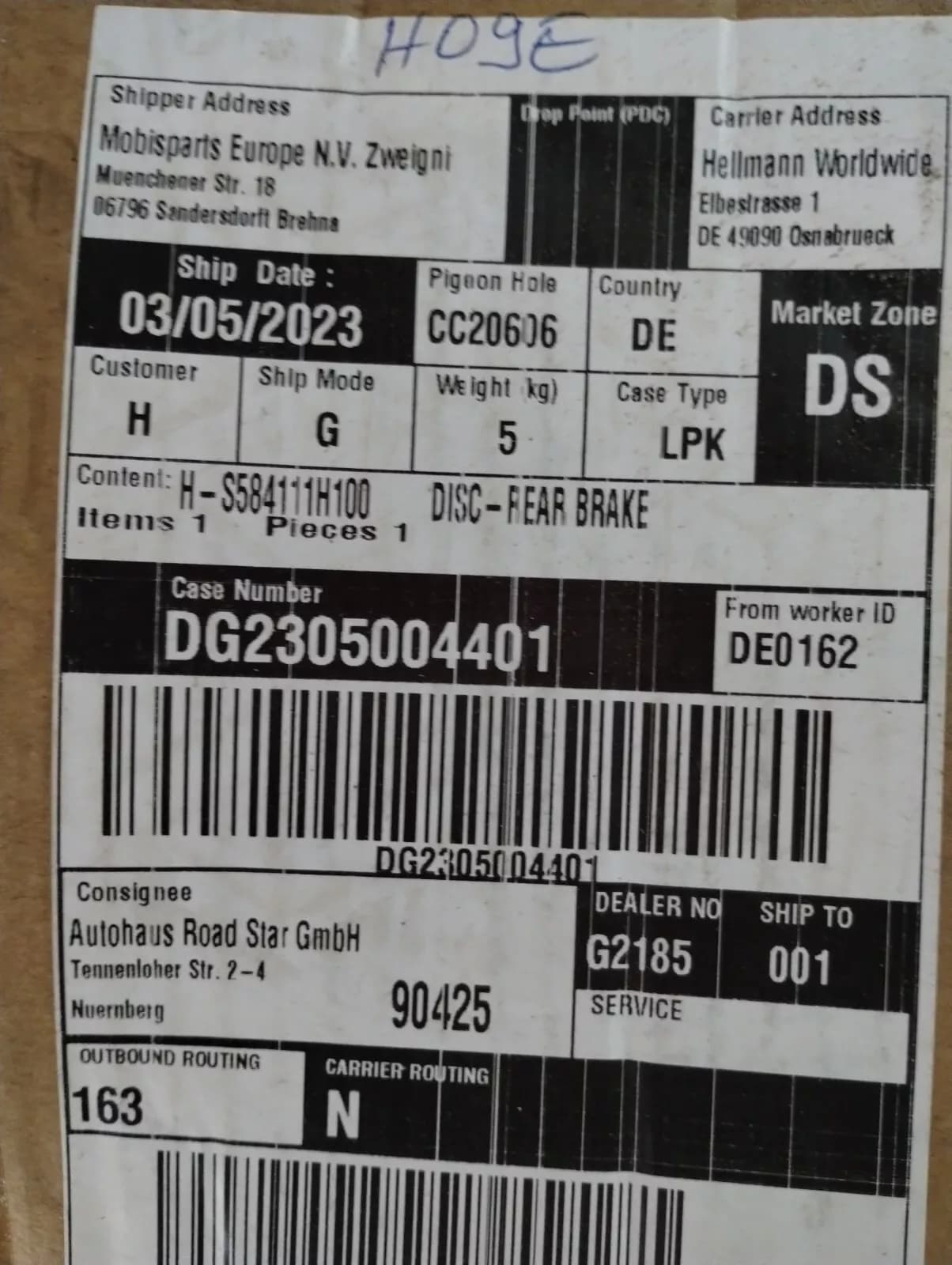 Mobis Original DISC-REAR WHEEL BRAKE 1pcs No : S584111H100