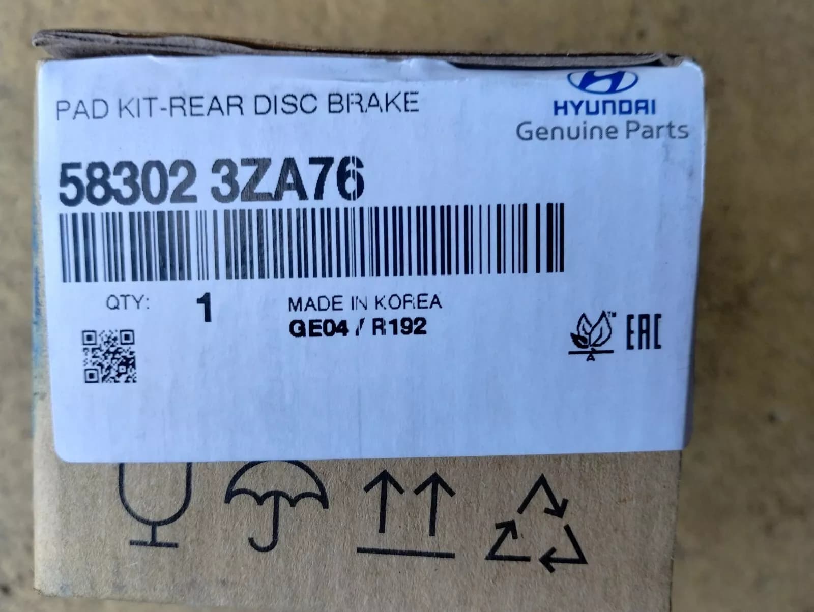 HYUNDAI original PAD KIT-REAR DISC BRAKE No: 583023ZA76