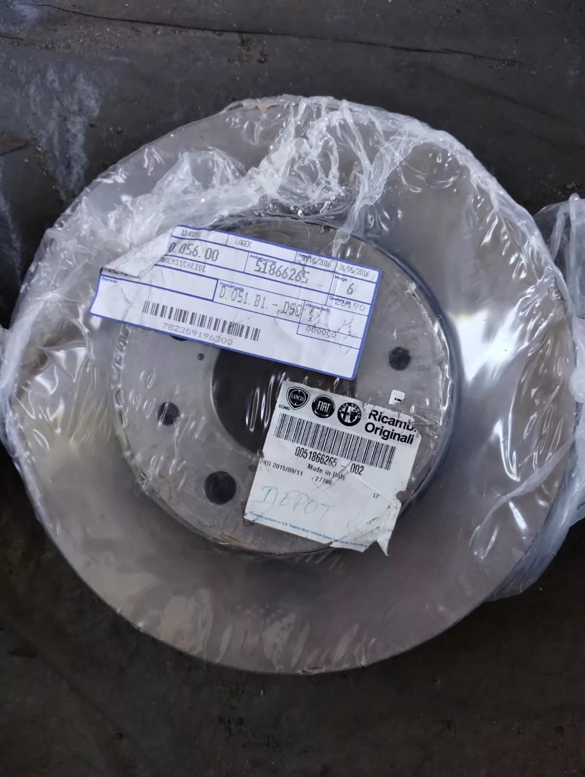 Genuine Fiat BRAKE DISC 2Pcs No: 51866265