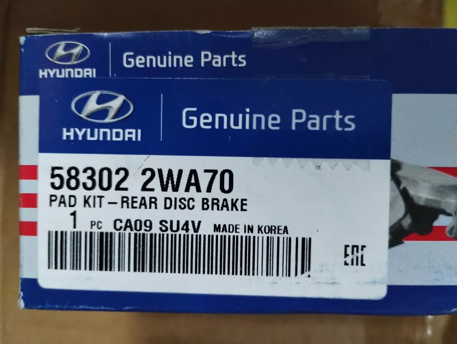 HYUNDAI Genuine PAD KIT-REAR DISC BRAKE No : 583022WA70