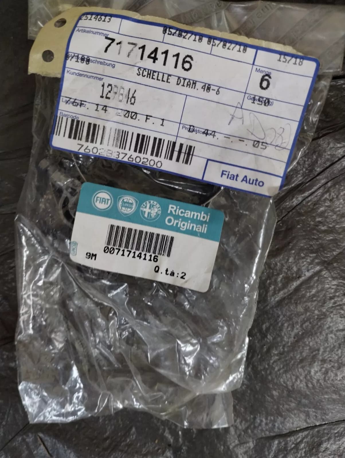Genuine Fiat collar 6 pcs No: 71714116