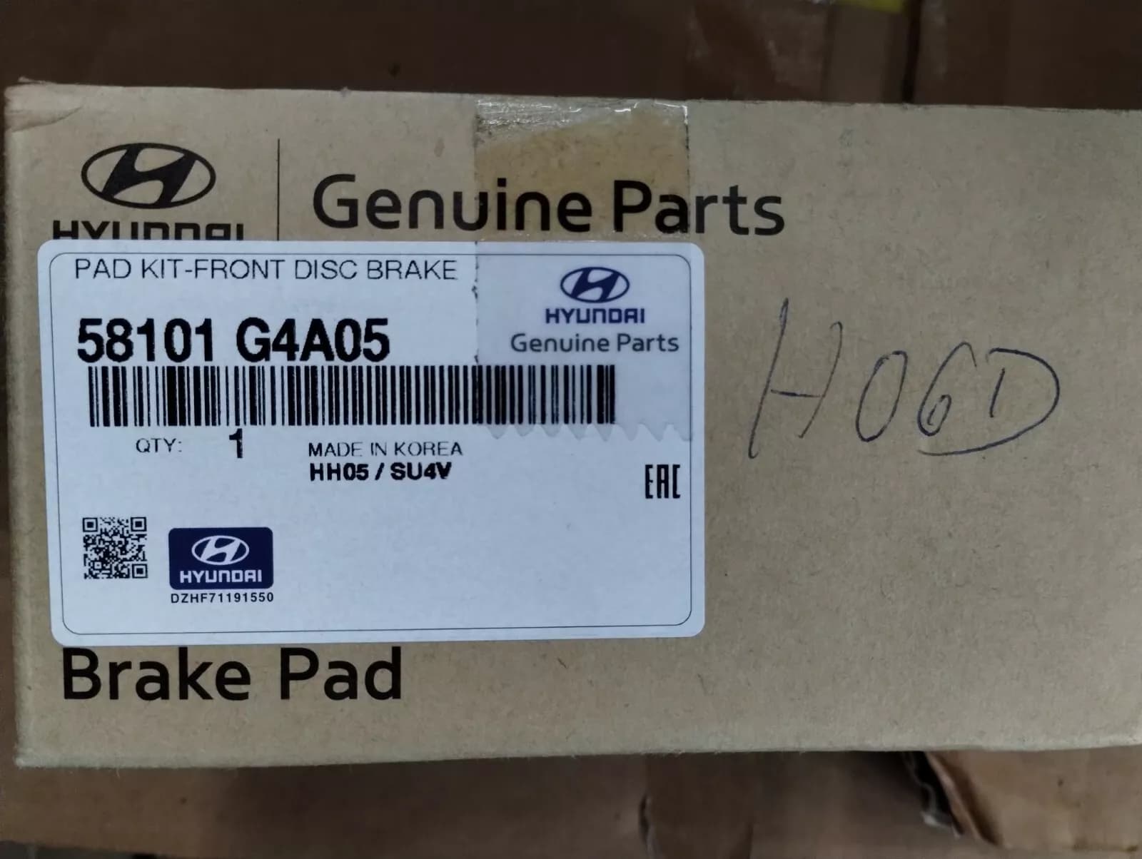 HYUNDAI Genuine PAD KIT-FRONT DISC BRAKE No: 58101G4A05