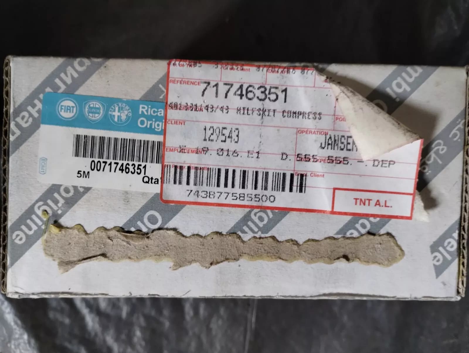 Genuine Fiat, Lancia, Alfa Romeo, Repair Kit No: 71746351