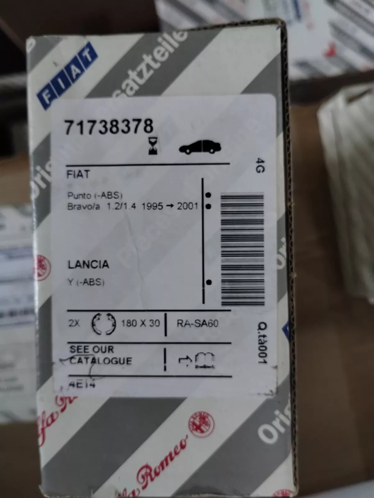 Genuine Fiat, Lancia, Alfa Romeo, BRAKE SHOE KIT No: 71738378