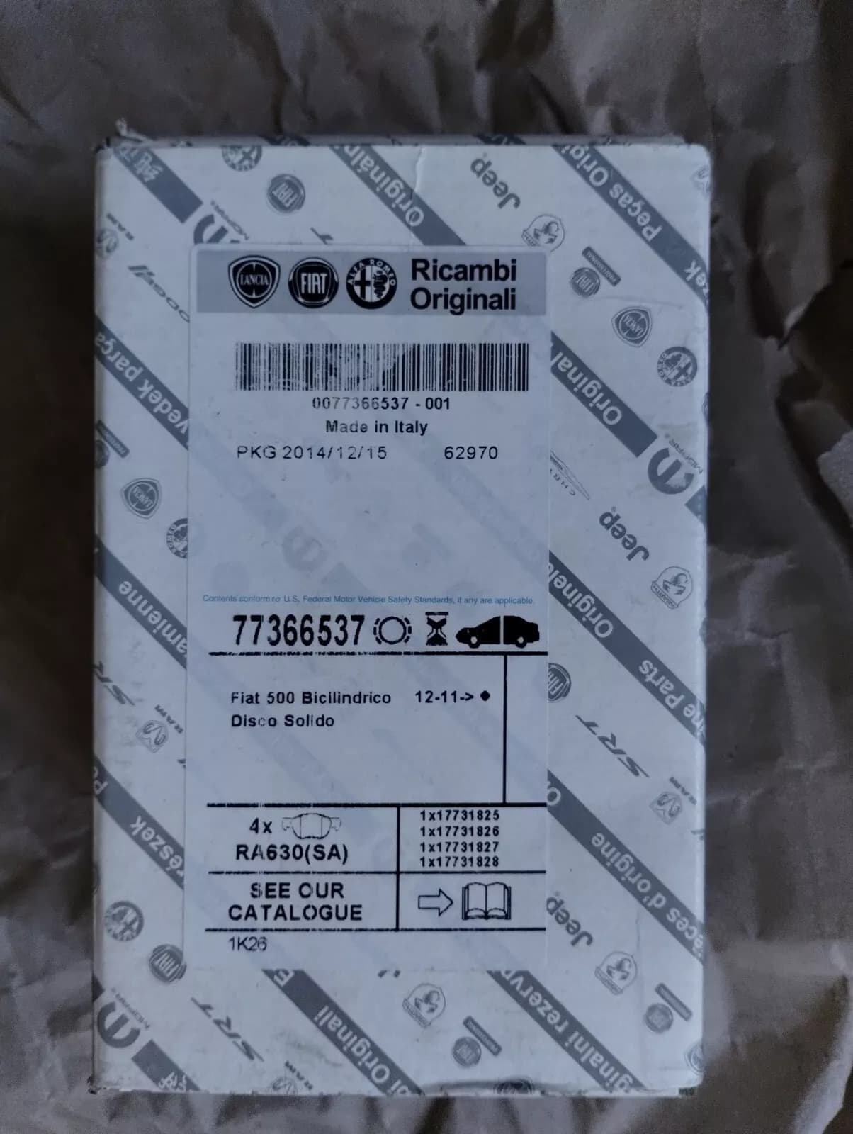 Genuine Fiat, Pad set No: 77366537