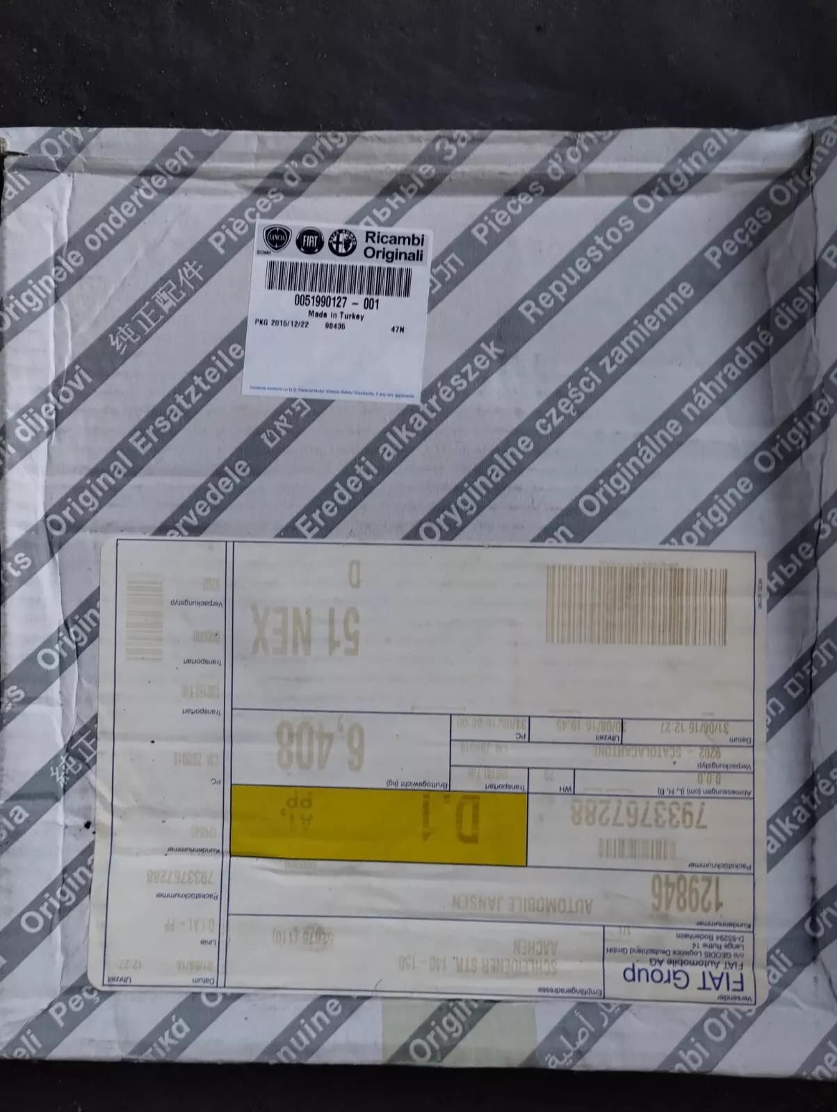 Genuine Fiat BRAKE DISC No: 51990127