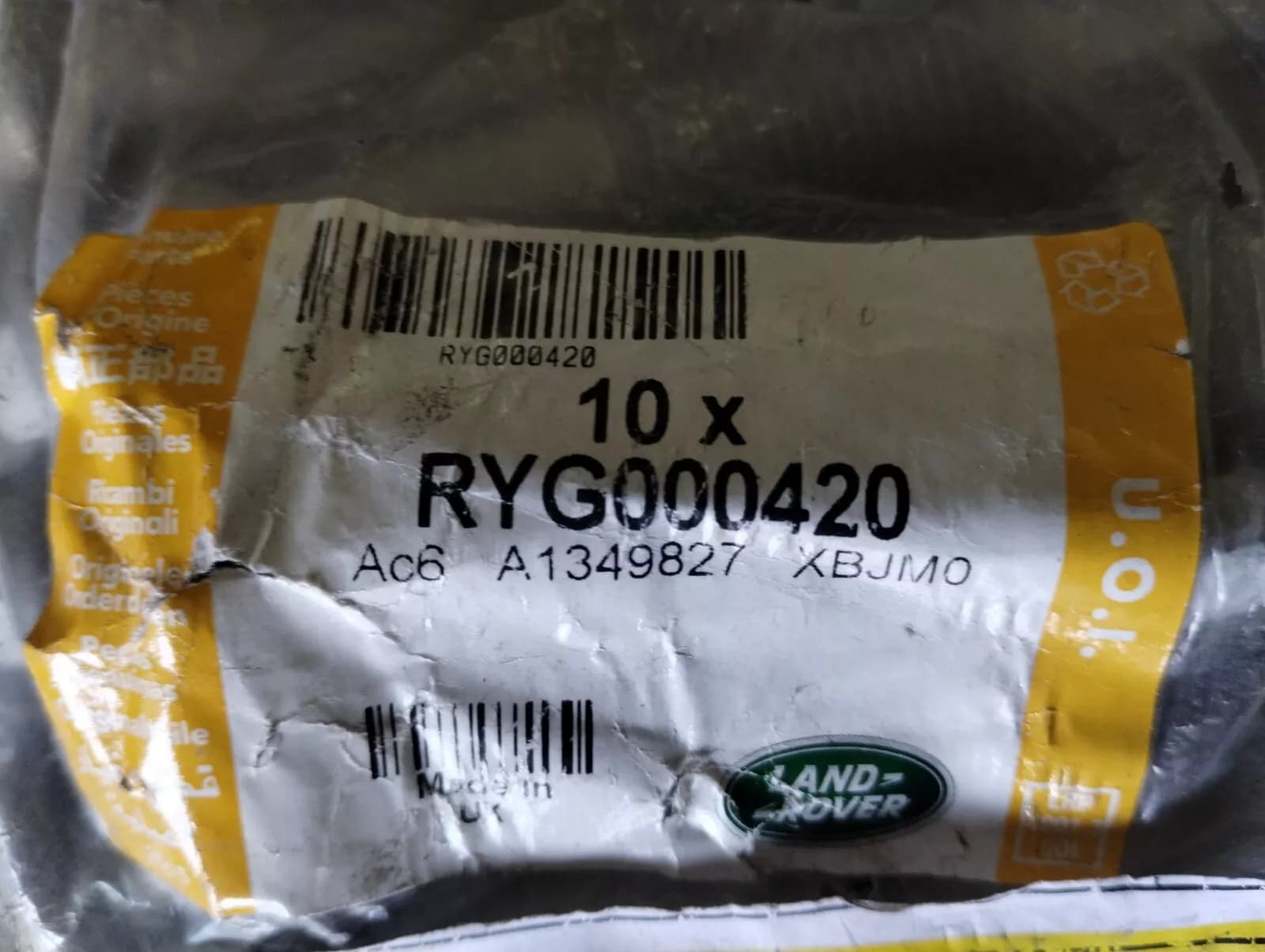 Genuine Jaguar, Land Rover, screw 10 Pcs No: RYG000420