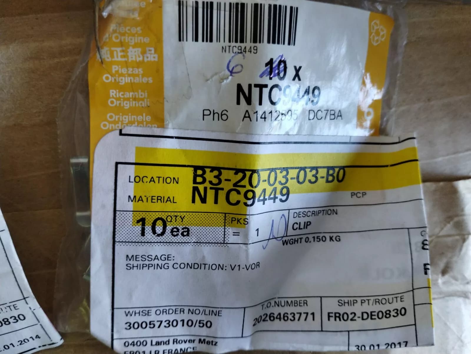 Genuine Jaguar, Land Rover clip 6 pcs Nr: NTC9449