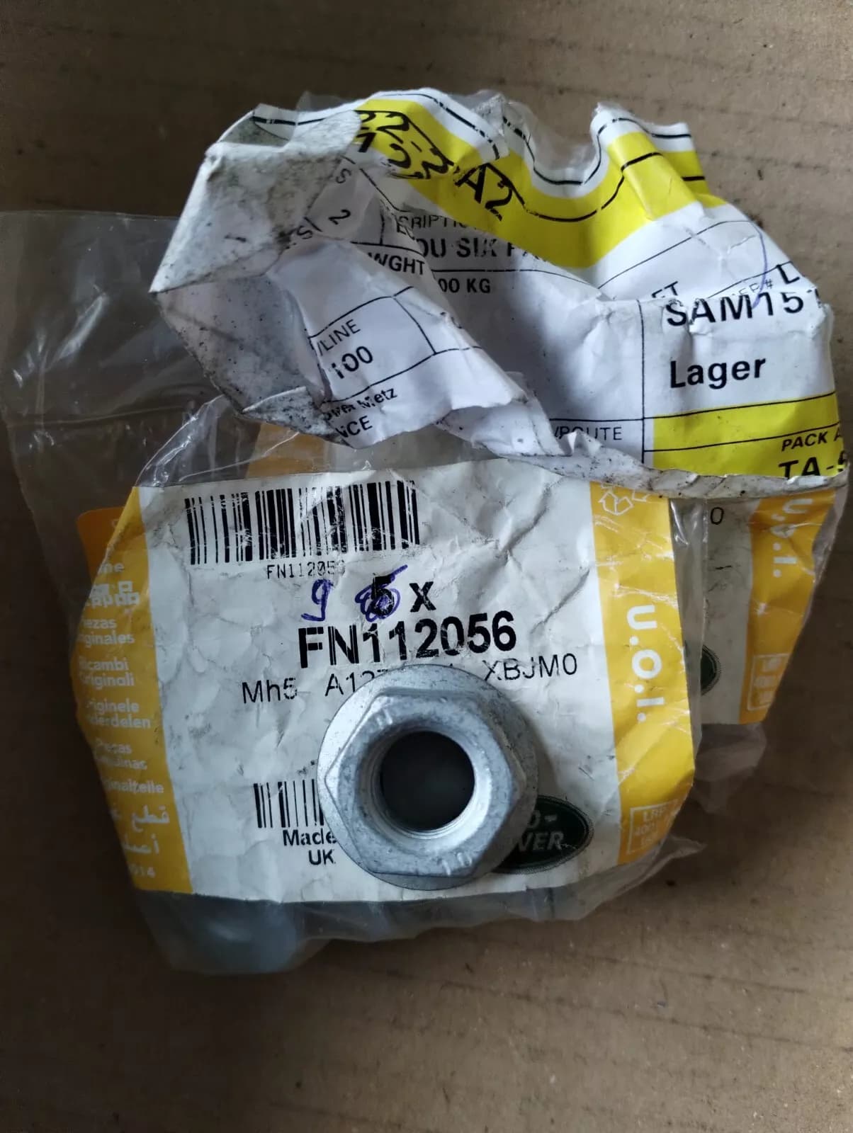 Jaguar, Land Rover, genuine nut 9 pcs No: FN112056