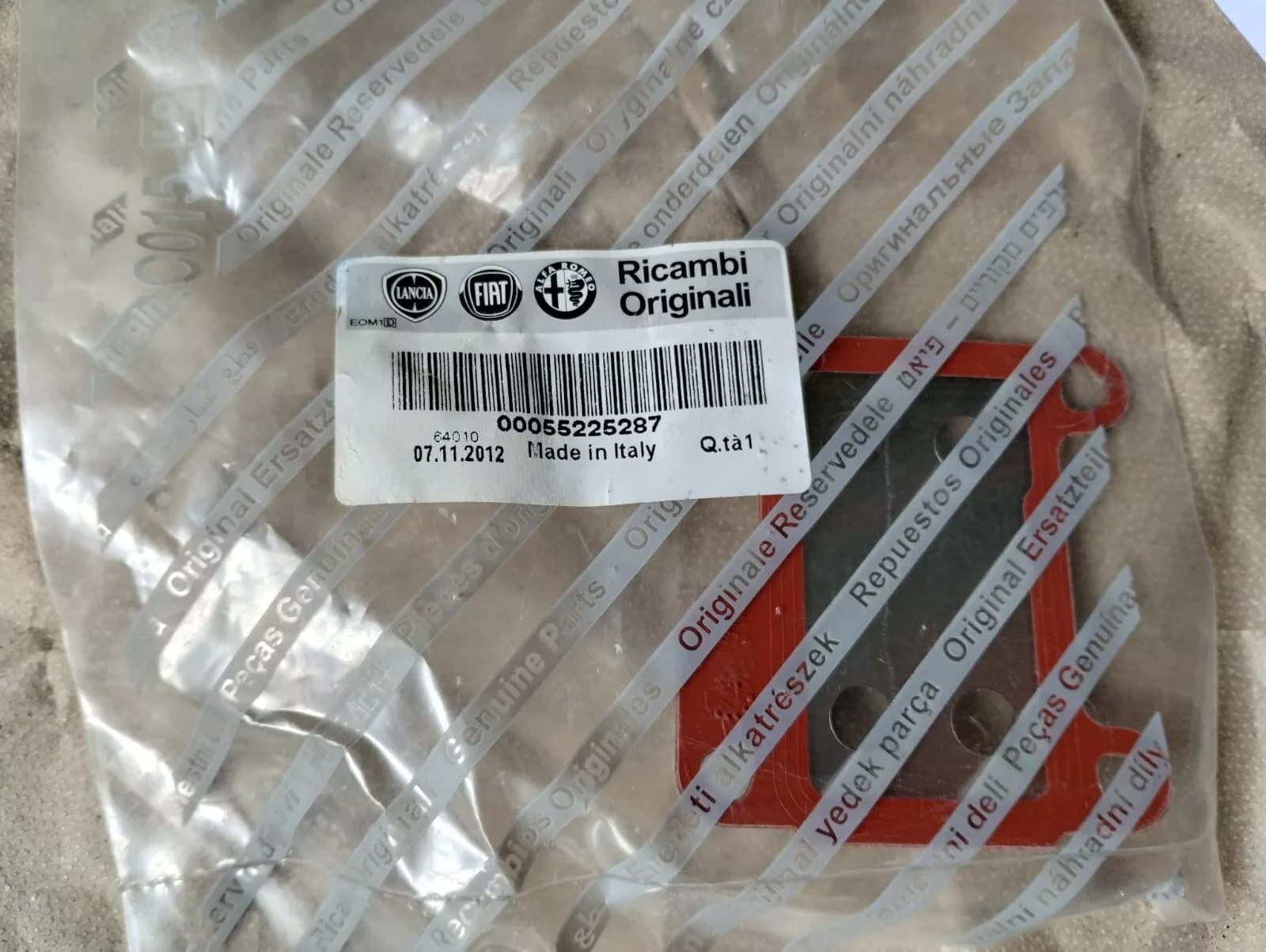 Genuine Fiat, Lancia, Alfa Romeo, SEAL GASKET 5 pcs Nr: 55225287
