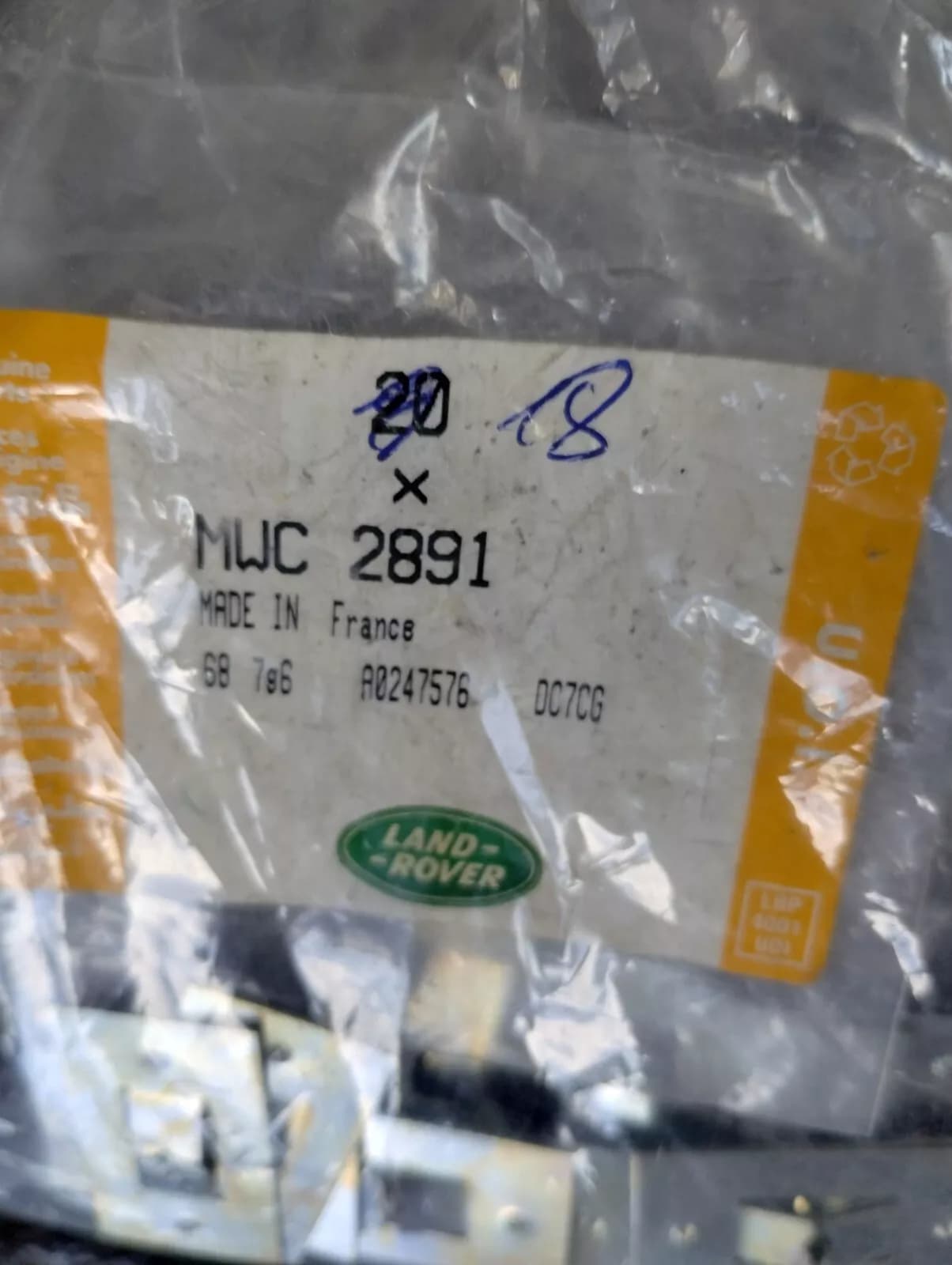 Genuine Jaguar, Land Rover, washer 18 Pcs No: MWC2891