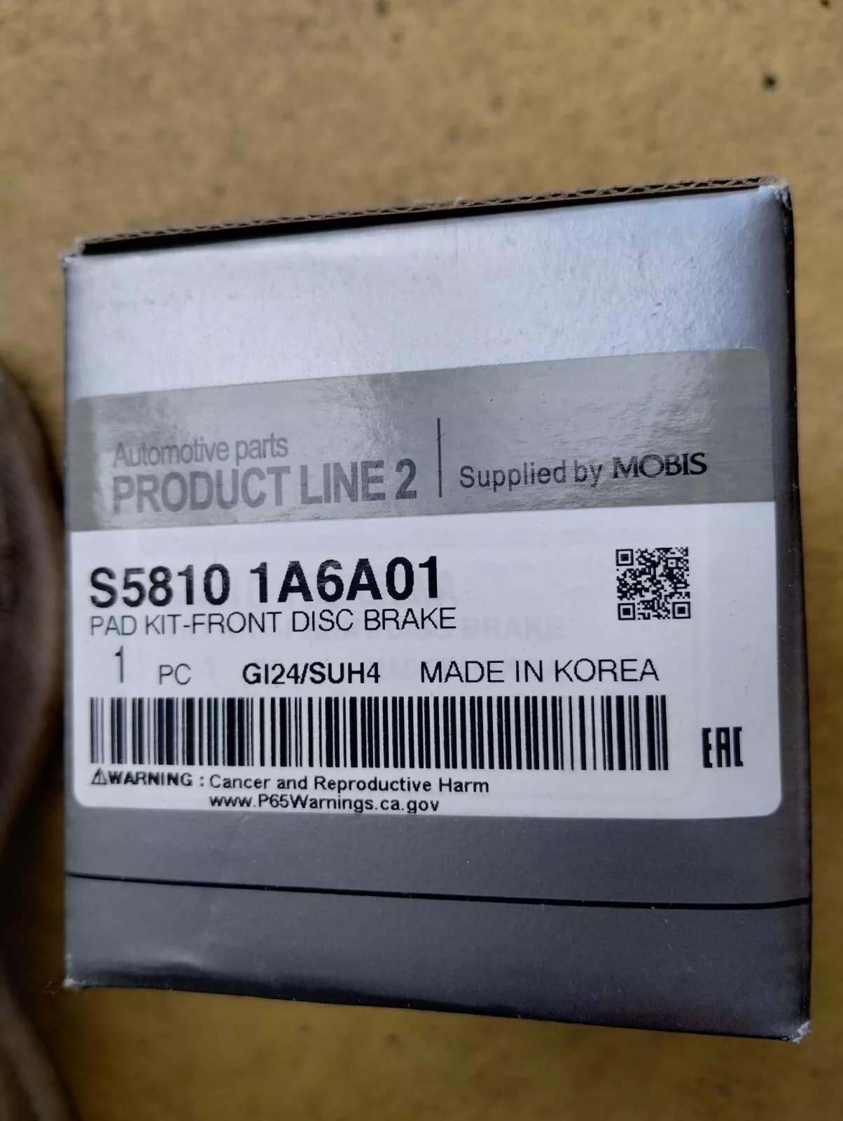 Mobis Original Hyundai, Kia Pad kit front No: S58101A6A01