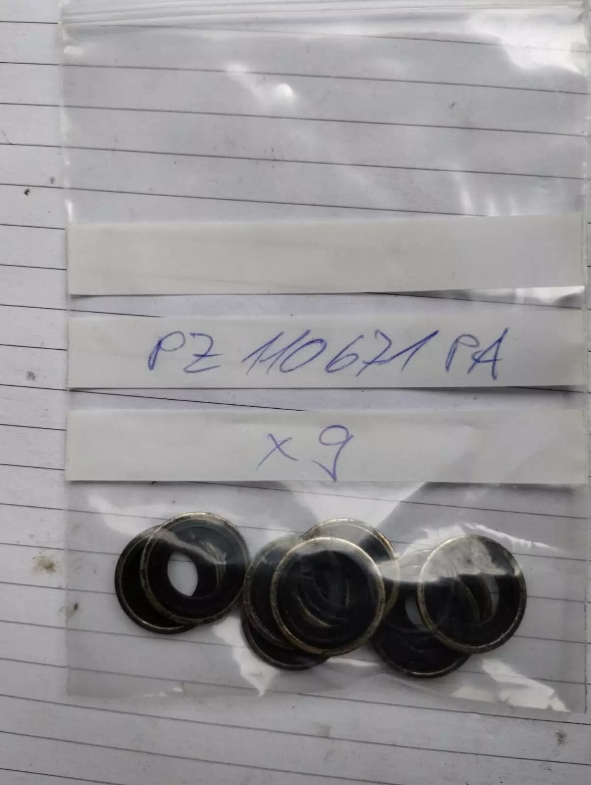 ORIGINAL VW GROUP PARTS, WASHER SEALING 9 PCS No: PZ110671PA