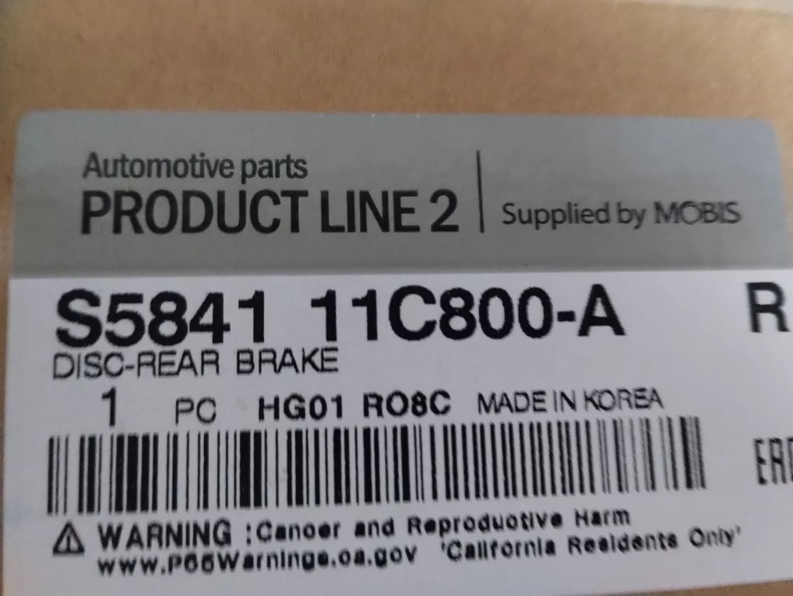 Mobis Original DISC-REAR WHEEL BRAKE 1pcs No : S584111C800A