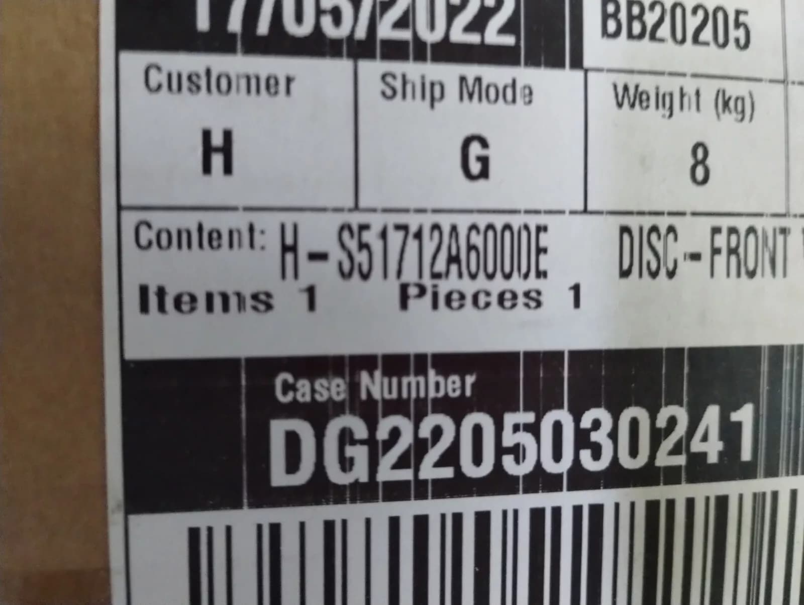 Mobis Original DISC-FRONT WHEEL BRAKE 1pcs No : S51712A6000E